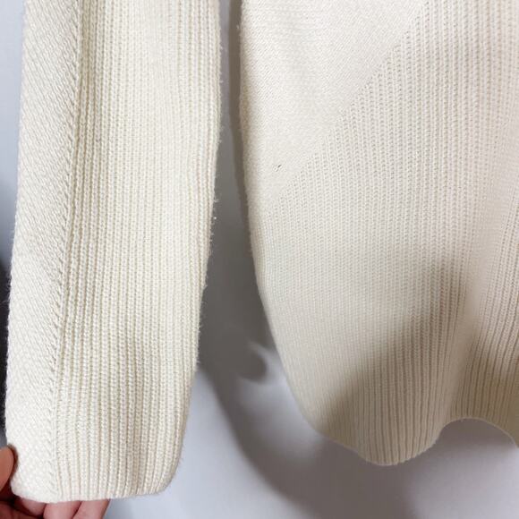 New Talbots Medium M Cream Turtleneck Ribbed Tunic Sweater Cotton Wool Blend - Picture 5 of 10
